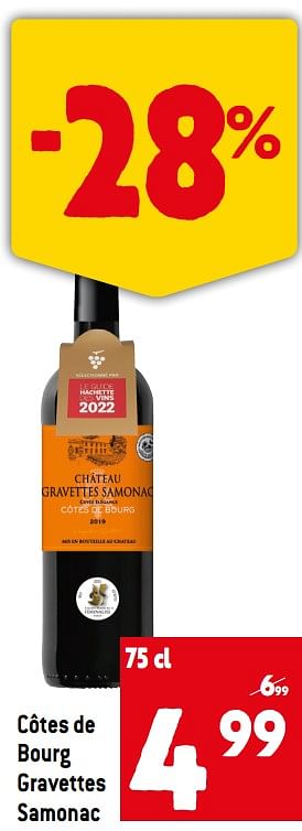 Promoties Côtes de bourg gravettes samonac - Rode wijnen - Geldig van 22/06/2022 tot 28/07/2022 bij Match