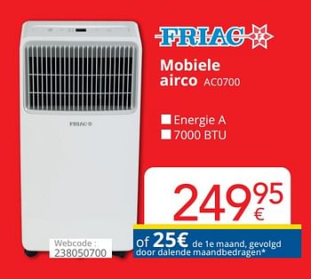 Promoties Friac mobiele airco ac0700 - Friac - Geldig van 01/07/2022 tot 31/07/2022 bij Eldi