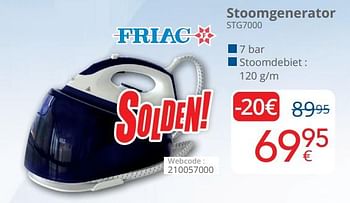 Promotions Friac stoomgenerator stg7000 - Friac - Valide de 01/07/2022 à 31/07/2022 chez Eldi