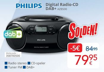 Promoties Philips digital radio-cd dab+ azb500 - Philips - Geldig van 01/07/2022 tot 31/07/2022 bij Eldi