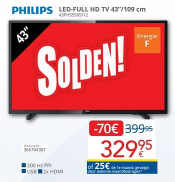 Promotions Philips led-full hd tv 43phs5505-12 - Philips - Valide de 01/07/2022 à 31/07/2022 chez Eldi