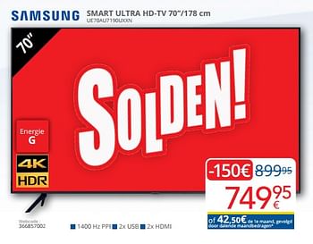 Promotions Samsung smart ultra hd-tv ue70au7190uxxn - Samsung - Valide de 01/07/2022 à 31/07/2022 chez Eldi