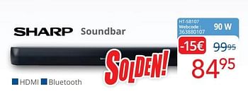 Promoties Sharp soundbar ht-sb107 - Sharp - Geldig van 01/07/2022 tot 31/07/2022 bij Eldi