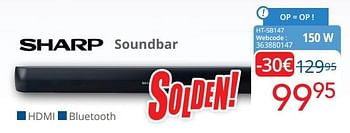 Promoties Sharp soundbar ht-sb147 - Sharp - Geldig van 01/07/2022 tot 31/07/2022 bij Eldi