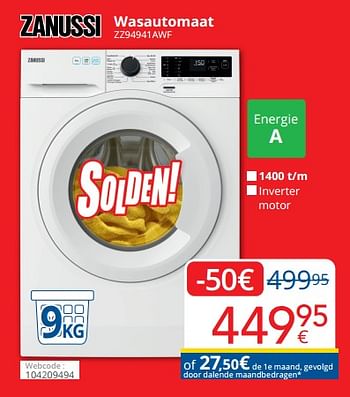 Promoties Zanussi wasautomaat zz94941awf - Zanussi - Geldig van 01/07/2022 tot 31/07/2022 bij Eldi