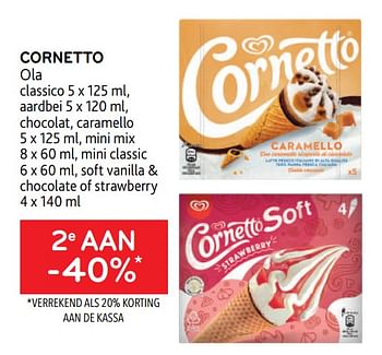 Promoties Cornetto ola 2e aan -40% - Ola - Geldig van 29/06/2022 tot 12/07/2022 bij Alvo