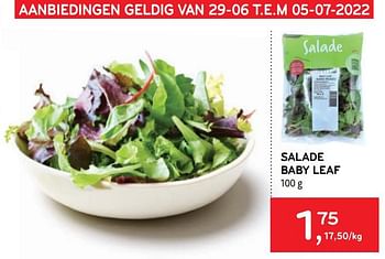 Promotions Salade baby leaf - Produit maison - Alvo - Valide de 29/06/2022 à 05/07/2022 chez Alvo