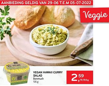 Promoties Vegan hawaii curry salad bonmush - Huismerk - Alvo - Geldig van 29/06/2022 tot 05/07/2022 bij Alvo
