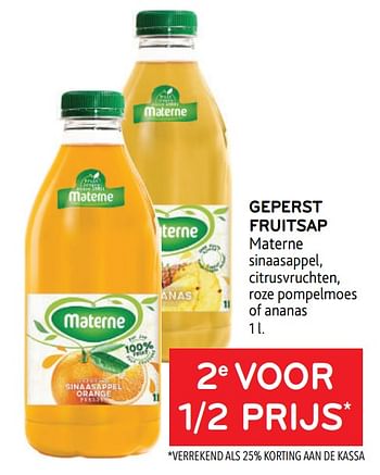 Promoties Geperst fruitsap materne 2e voor 1-2 prijs - Materne - Geldig van 29/06/2022 tot 12/07/2022 bij Alvo