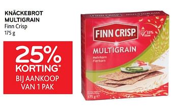 Promoties Knäckebrot multigrain finn crisp 25% korting bij aankoop van 1 pak - Finn Crisp - Geldig van 29/06/2022 tot 12/07/2022 bij Alvo