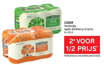 Promoties Cider somersby 2e voor 1-2 prijs - Somersby - Geldig van 29/06/2022 tot 12/07/2022 bij Alvo