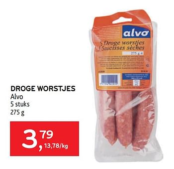 Promotions Droge worstjes alvo - Produit maison - Alvo - Valide de 29/06/2022 à 12/07/2022 chez Alvo