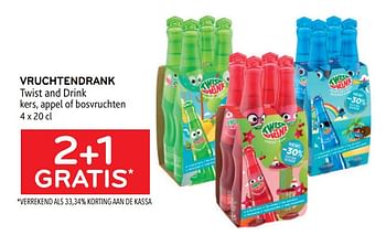 Promotions Vruchtendrank twist and drink 2+1 gratis - Twist and drink - Valide de 29/06/2022 à 12/07/2022 chez Alvo