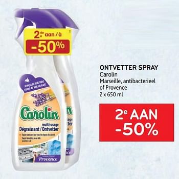 Promotions Ontvetter spray carolin 2e aan -50% - Carolin - Valide de 29/06/2022 à 12/07/2022 chez Alvo