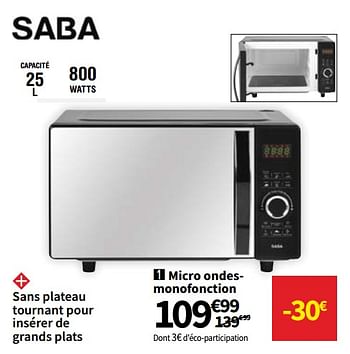 Micro ondes monofonction SABA MO25WT - Conforama