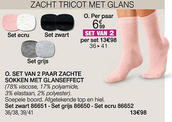 Promoties Set van 2 paar zachte sokken met glanseffect - Huismerk - Damart - Geldig van 17/06/2022 tot 15/12/2022 bij Damart
