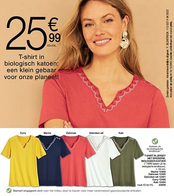 Promotions T-shirt in jersey met broderie biologisch katoen - Produit Maison - Damart - Valide de 17/06/2022 à 15/12/2022 chez Damart