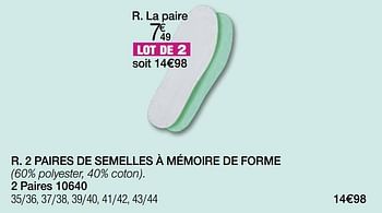Promotions 2 paires de semelles à mémoire de forme - Produit Maison - Damart - Valide de 17/06/2022 à 15/12/2022 chez Damart