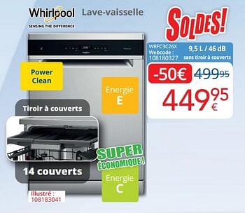 Promotions Whirlpool lave-vaisselle wrfc3c26x - Whirlpool - Valide de 01/07/2022 à 31/07/2022 chez Eldi