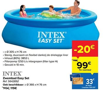 Promoties Zwembad easy set - Intex - Geldig van 22/06/2022 tot 04/07/2022 bij Carrefour