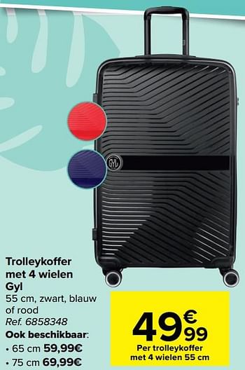 Promoties Trolleykoffer met 4 wielen gyl - Huismerk - Carrefour  - Geldig van 22/06/2022 tot 04/07/2022 bij Carrefour