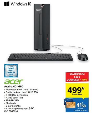 Promoties Acer aspire xc-1660 - Acer - Geldig van 22/06/2022 tot 04/07/2022 bij Carrefour