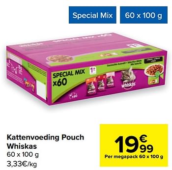 Promoties Kattenvoeding pouch whiskas - Whiskas - Geldig van 22/06/2022 tot 04/07/2022 bij Carrefour