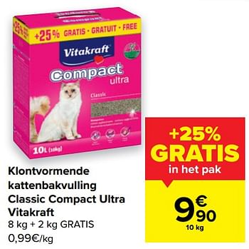 Promoties Klontvormende kattenbakvulling classic compact ultra vitakraft - Vitakraft - Geldig van 22/06/2022 tot 04/07/2022 bij Carrefour