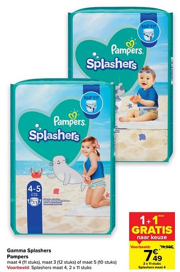 Promoties Splashers maat 4 - Pampers - Geldig van 22/06/2022 tot 04/07/2022 bij Carrefour