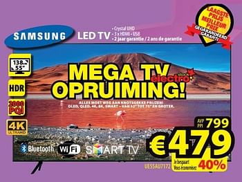 Promoties Samsung led tv ue55au7172 - Samsung - Geldig van 22/06/2022 tot 30/06/2022 bij ElectroStock