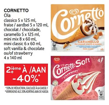 Promoties Cornetto ola 2ième à -40% - Ola - Geldig van 29/06/2022 tot 12/07/2022 bij Alvo