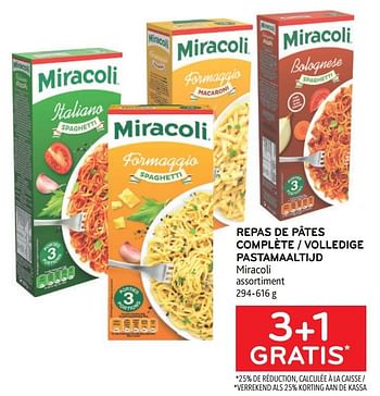 Promotions Repas de pâtes complète miracoli 3+1 gratis - Miracoli - Valide de 29/06/2022 à 12/07/2022 chez Alvo