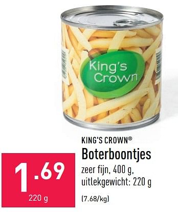 Promoties Boterboontjes - King's Crown - Geldig van 01/07/2022 tot 08/07/2022 bij Aldi