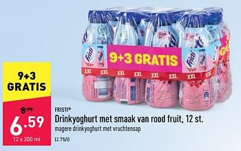 Promoties Drinkyoghurt met smaak van rood fruit - Fristi - Geldig van 29/06/2022 tot 08/07/2022 bij Aldi