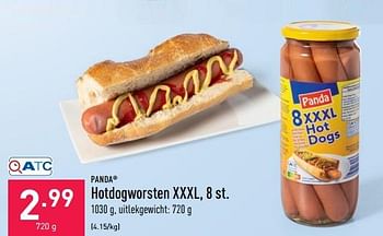 Promoties Hotdogworsten xxxl - Panda - Geldig van 29/06/2022 tot 08/07/2022 bij Aldi