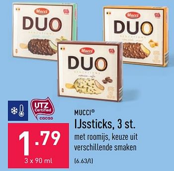 Promotions Ijssticks - Mucci - Valide de 01/07/2022 à 08/07/2022 chez Aldi