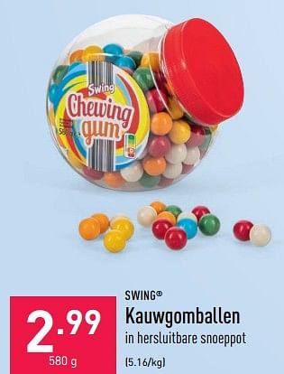 Promoties Kauwgomballen - SWING - Geldig van 29/06/2022 tot 08/07/2022 bij Aldi