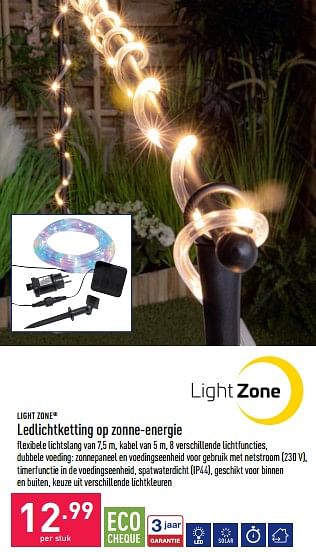 Promoties Ledlichtketting op zonne-energie - Lightzone - Geldig van 27/06/2022 tot 08/07/2022 bij Aldi
