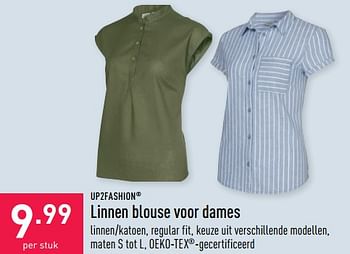 Promoties Linnen blouse voor dames - UP2Fashion - Geldig van 02/07/2022 tot 08/07/2022 bij Aldi