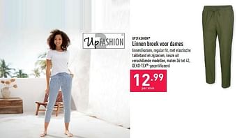 Promoties Linnen broek voor dames - UP2Fashion - Geldig van 02/07/2022 tot 08/07/2022 bij Aldi