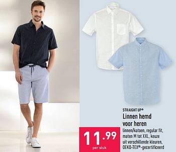 Promotions Linnen hemd voor heren - Straight Up - Valide de 02/07/2022 à 08/07/2022 chez Aldi