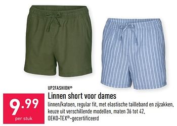 Promoties Linnen short voor dames - UP2Fashion - Geldig van 02/07/2022 tot 08/07/2022 bij Aldi