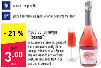 Promoties Rosé schuimwijn rosano - Schuimwijnen - Geldig van 27/06/2022 tot 08/07/2022 bij Aldi