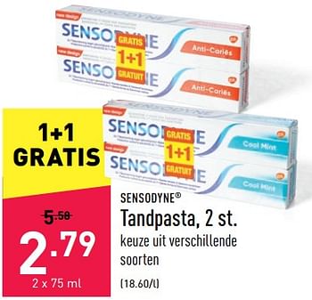 Promotions Tandpasta - Sensodyne - Valide de 01/07/2022 à 08/07/2022 chez Aldi