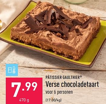 Promoties Verse chocoladetaart - Patissier Gaulthier - Geldig van 01/07/2022 tot 08/07/2022 bij Aldi