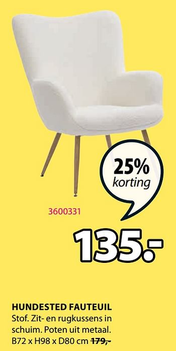 Promoties Hundested fauteuil - Huismerk - Jysk - Geldig van 20/06/2022 tot 30/06/2022 bij Jysk