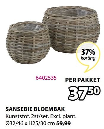 Promoties Sansebie bloembak - Huismerk - Jysk - Geldig van 20/06/2022 tot 30/06/2022 bij Jysk