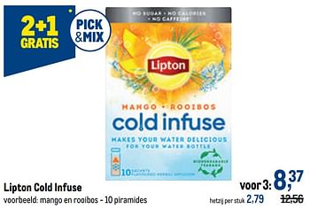 Promoties Lipton cold infuse mango en rooibos - Lipton - Geldig van 29/06/2022 tot 12/07/2022 bij Makro