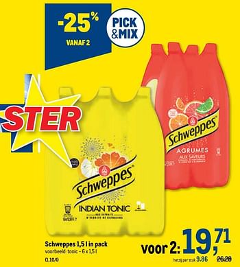 Promoties Schweppes tonic - Schweppes - Geldig van 29/06/2022 tot 12/07/2022 bij Makro