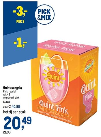 Promoties Quint sangria pink - Quint - Geldig van 29/06/2022 tot 12/07/2022 bij Makro